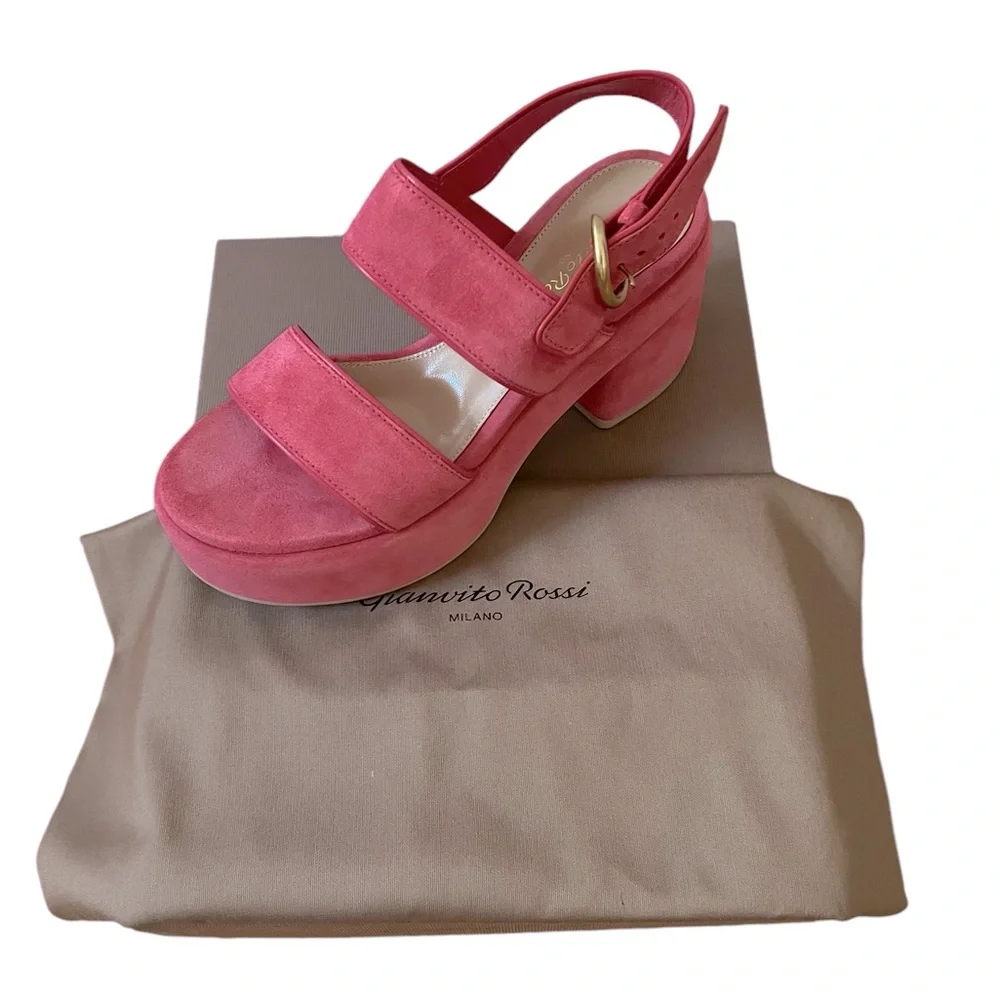 Gianvito Rossi Melrose Platform Sued Pink Shoes Size 7